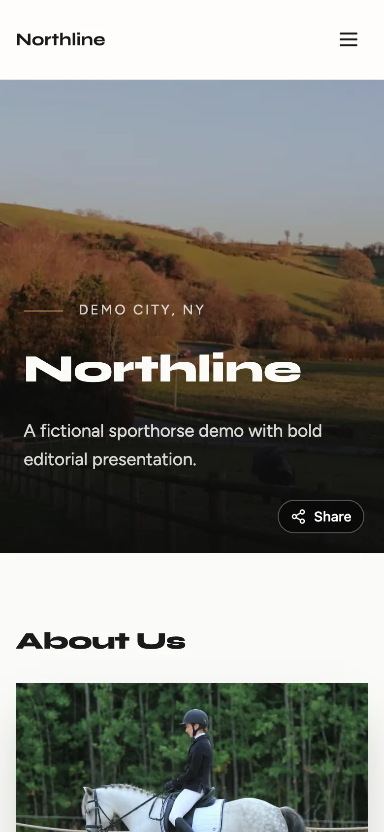 The same Northline demo site on a phone